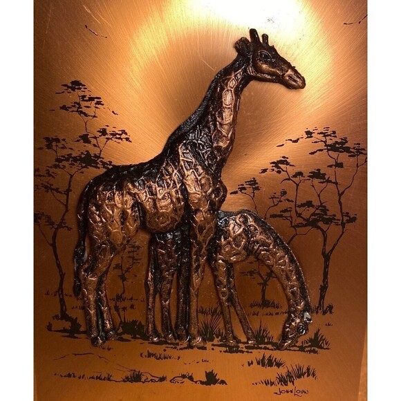 Vintage John Louw 3D Copper Art Giraffe Safari Decor - Picture 2 of 4